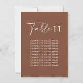 ブラウンエレガントモダン結婚テーブルの座席表 (裏面)