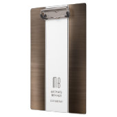 ブラウンエレガントモノグラムのビジネス クリップボード (左)