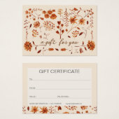 ブラウンエレガント秋素朴フローラギフトカード (正面&裏面)