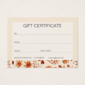 ブラウンエレガント秋素朴フローラギフトカード (裏面)