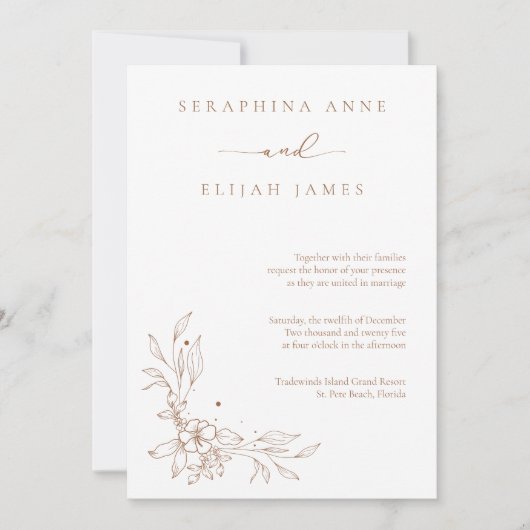 ブラウンエレガント結婚式招待状 招待状 (正面)