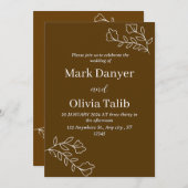 ブラウンエレガント結婚式招待状 招待状 (正面/裏面)