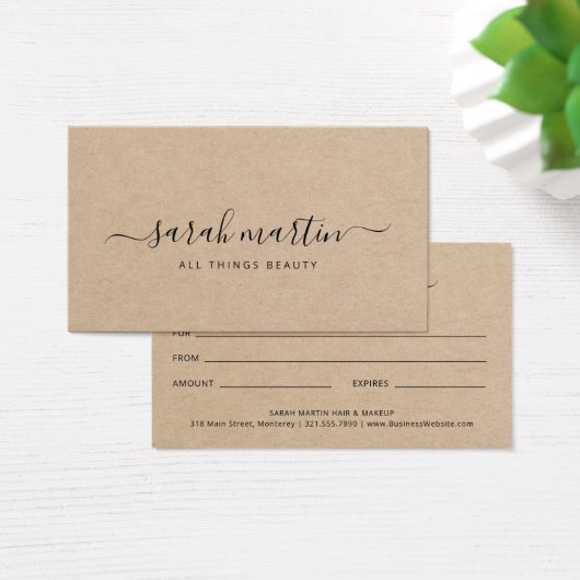 ブラウンエレガント美しいサロンギフト券 (デスク)