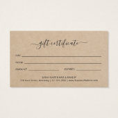 ブラウンエレガント美しいサロンギフト券 (裏面)