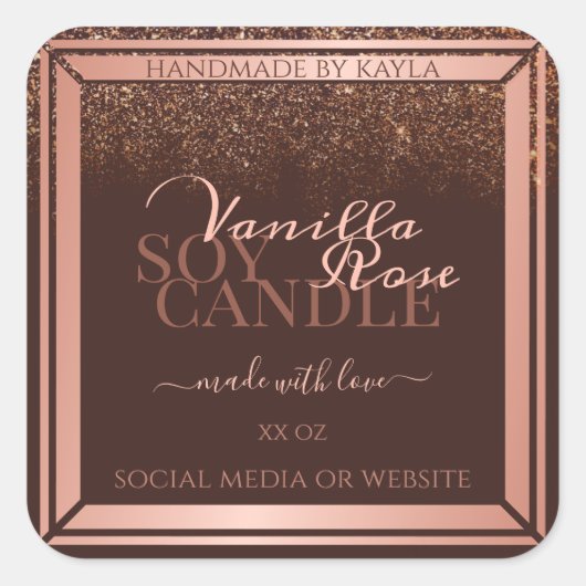 ブラウンエレガント製品の包装ラベルバラ金ゴールド スクエアシール (正面)