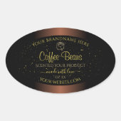 ブラウンエレガント製品ラベル金ゴールドソフトグリッターバラ 楕円形シール (正面)