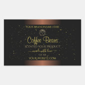 ブラウンエレガント製品ラベル金ゴールドソフトグリッターバラ 長方形シール (正面)