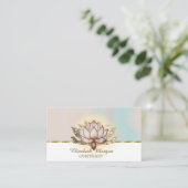 ブラウンエレガント金ゴールドグリッターロータス 名刺 (スタンド正面)