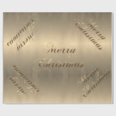 ブラウンエレガント金ゴールドスクリプトメリークリスマス ラッピングペーパー (フラット)