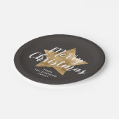 ブラウンエレガント金ゴールドスタークリスマス ペーパープレート (アングル)