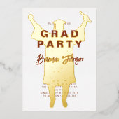 ブラウンエレガント金ゴールド卒業パーティー 箔招待状 (正面)