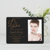 ブラウンエレガント50と素晴らしい誕生日パーティーの写真 招待状 (スタンド正面)