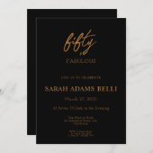 ブラウンエレガント50と素晴らしい誕生日パーティー 招待状 (正面/裏面)