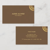 ブラウンエレガント&ゴールデンブラウンメタリックルックデザイン 名刺 (正面/裏面)