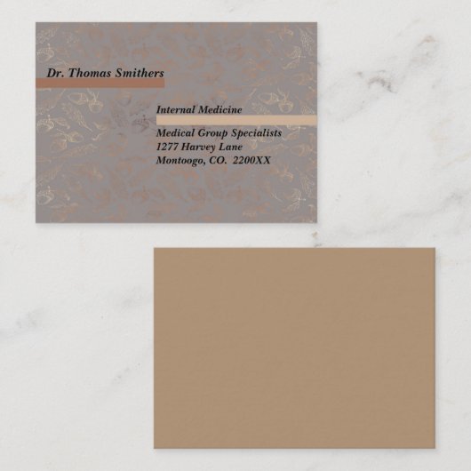 ブラウンエレガント、タン、金ゴールドカラーの博士デザイン 名刺 (正面/裏面)