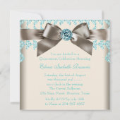 ブラウンエレガント&ティール(緑がかった色)ブルーキンセアニェラ 招待状 (裏面)