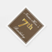 ブラウンエレガント、フェイク金ゴールド第7誕生日、名前をカスタムする スタンダードランチョンナプキン (角)