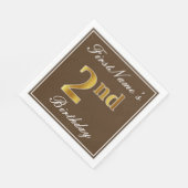 ブラウンエレガント、フェイク金ゴールド2歳の誕生日;名前をカスタムする スタンダードランチョンナプキン (角)