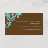 ブラウンエレガント&ブルーヴィンテージフローラダマスク 名刺 (裏面)