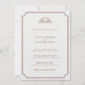 ブラウンエレガント&ベージュ色クラシックモノグラム結婚ズ 招待状 (正面)