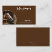 ブラウンエレガント&ホワイトホースフォトファーム厩舎 名刺 (正面/裏面)