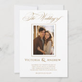 ブラウンエレガント&ホワイト結婚式招待状&フォト 招待状 (正面)