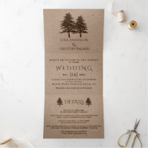 ブラウンエンボスの木のクラフト紙冬の結婚式