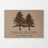 ブラウンエンボスの木のクラフト紙冬の結婚式 三つ折り招待状 (カバー)