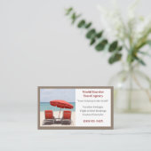 ブラウンエージェント旅行代理店レッドビーチチェア 名刺 (スタンド正面)