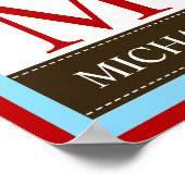 ブラウンオウル ネームプリント 8x10 (赤い枠) ポスター (角)