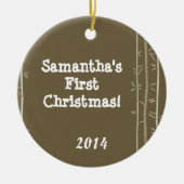 ブラウンオリエンタル竹パーソナライズされた名オーナメント セラミックオーナメント (正面)