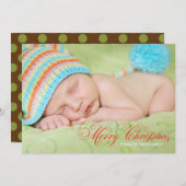 ブラウンオリーブグリーン写真クリスマスカード シーズンカード (正面/裏面)