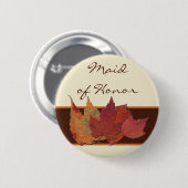 ブラウンオレンジのアイボリー乾燥葉したウェディングパーティーピン 缶バッジ (正面&裏面)