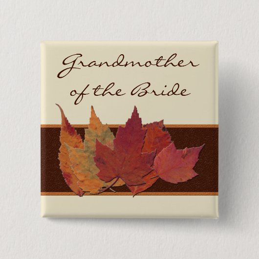 ブラウンオレンジのアイボリー乾燥葉したウェディングパーティーピン 缶バッジ (正面)