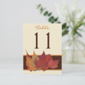 ブラウンオレンジのアイボリー葉乾燥したテーブル番号カード ポストカード (スタンド正面)