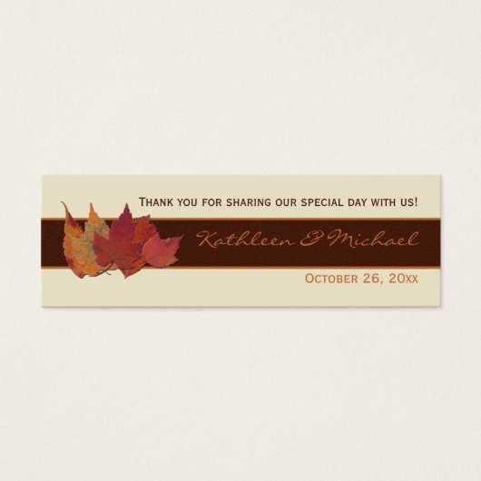 ブラウンオレンジアイボリー乾燥葉結婚式の引き出物ラベル (正面)
