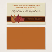 ブラウンオレンジアイボリー乾燥葉結婚式の引き出物ラベル (正面&裏面)