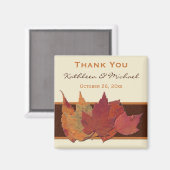 ブラウンオレンジアイボリー乾燥葉結婚式の引き出物 マグネット (正面/裏面)