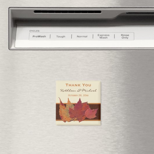 ブラウンオレンジアイボリー乾燥葉結婚式の引き出物 マグネット (インサイチュ (食洗機))