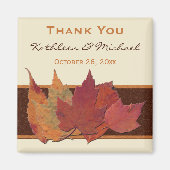 ブラウンオレンジアイボリー乾燥葉結婚式の引き出物 マグネット (正面)