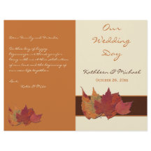 ブラウンオレンジアイボリー乾燥葉結婚式 プログラム