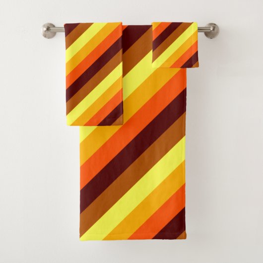 ブラウンオレンジイエローストライプズバスタオルセット バスタオルセット (インサイチュ)