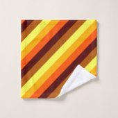 ブラウンオレンジイエローストライプズバスタオルセット バスタオルセット (ウォッシュタオル)