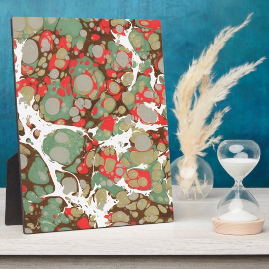 ブラウンオレンジグリーン抽象芸術大理石テクスチャ フォトプラーク (側面)