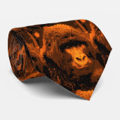 ブラウンオレンジトーンゴリラ顔タイ ネクタイ (ロール)