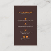 ブラウンオレンジドッグ歩くペットシッター気に動物 名刺 (裏面)