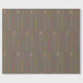 ブラウンオレンジナイフフォークスプーン刃物パターン ラッピングペーパー (フラット)