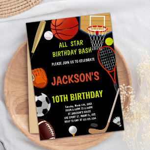 ブラウンオレンジブラックスポーツ誕生日招待状 招待状
