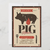 ブラウンオレンジヴィンテージピグロースト 招待状 (正面)