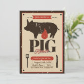 ブラウンオレンジヴィンテージピグロースト 招待状 (スタンド正面)